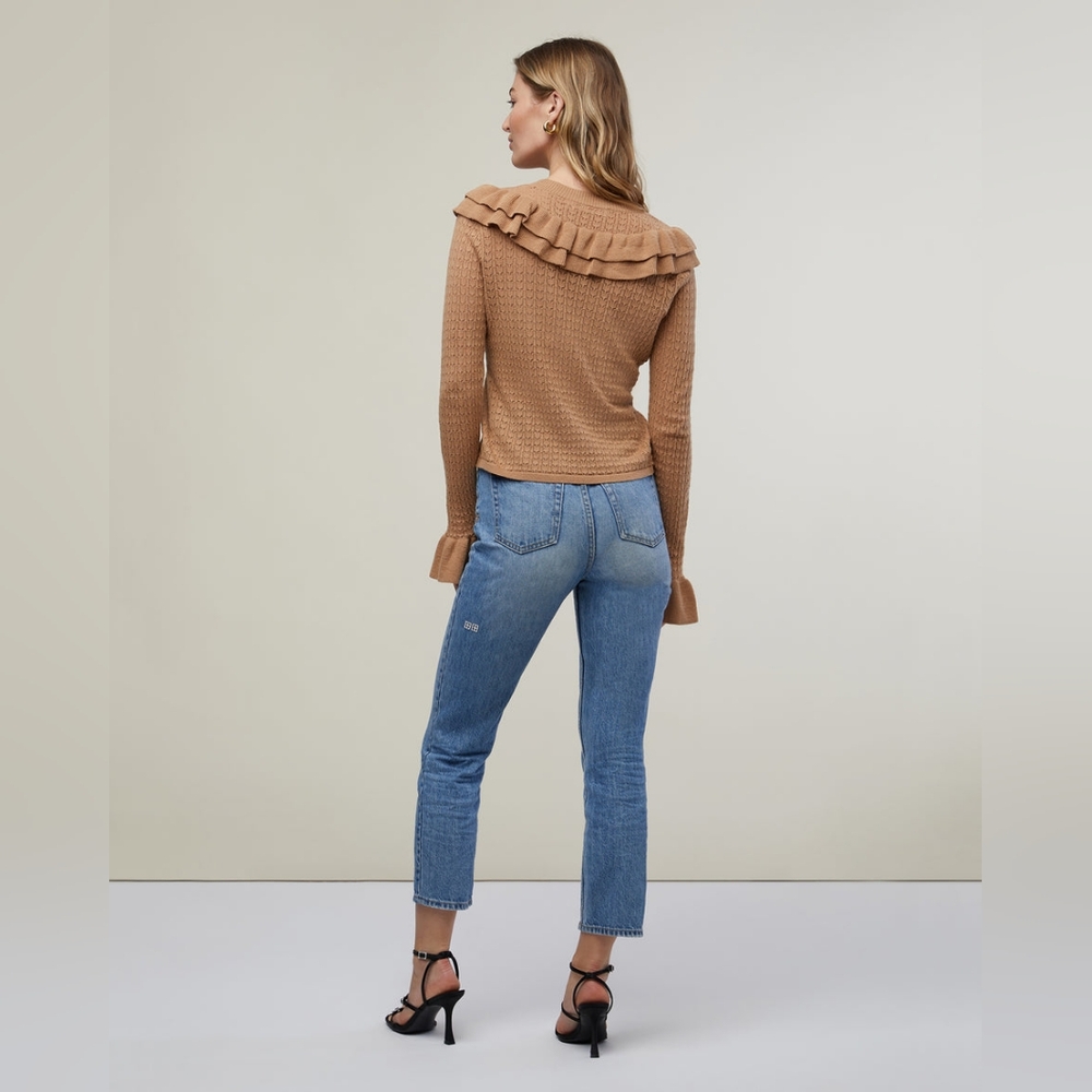 SALE! RACHEL PARCELL-Pointelle Ruffle Sweater-NWT - Picture 2 of 4